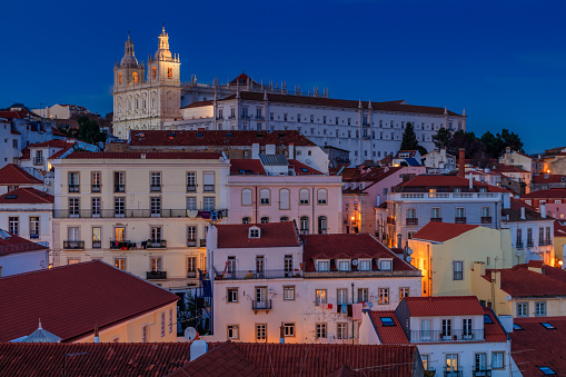View of Alfama dusk in Lisbon