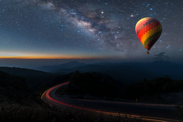 Hot air balloon flying over Chiang Mai Viewpoint
