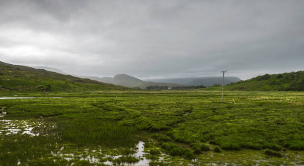 landscape on the road from Plockton to Applecross wild sceneries of the Pass of the Cattle road to get to Applecross village applecross peninsula stock pictures, royalty-free photos & images