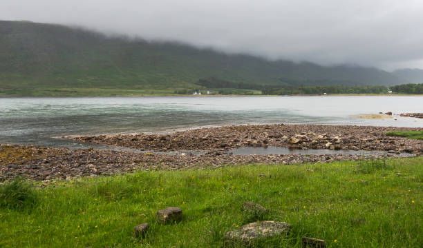 landscape on the road from Plockton to Applecross wild sceneries of the Pass of the Cattle road to get to Applecross village applecross peninsula stock pictures, royalty-free photos & images