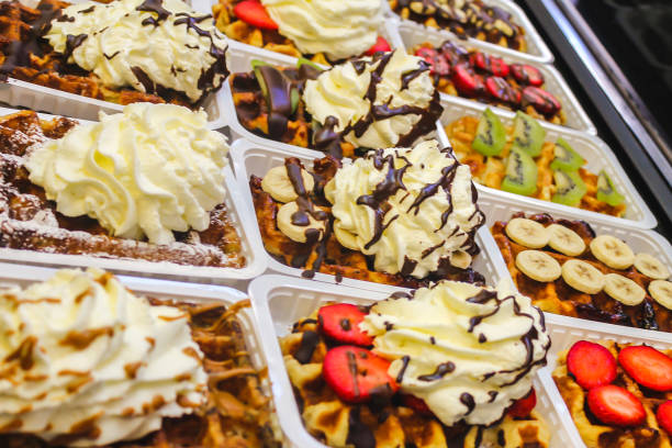 istock Variation Belgian waffles in street market 863729306