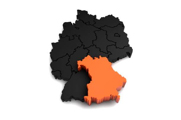 istock black germany map, with Baden-Wurttemberg region, highlighted in orange.3d render 863734004
