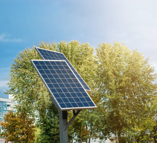 istock Small solar panels on metal pillars. Sun. Ecological electricity. Environment protection 863734254