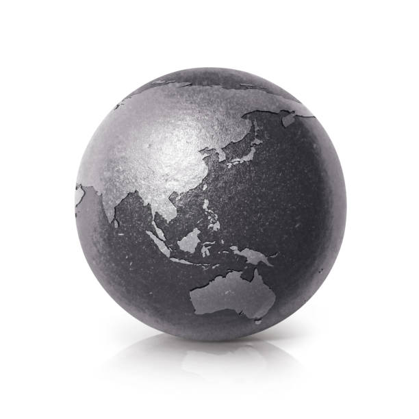 istock Black iron globe Asia & Australia map on white background 863743366