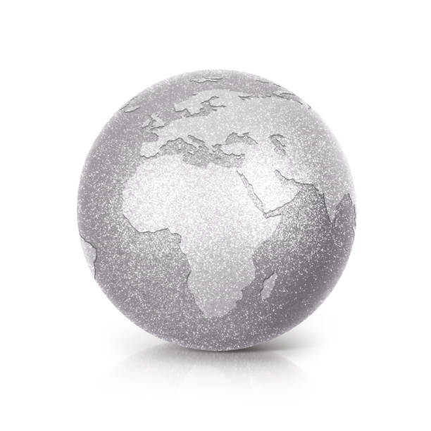 istock Silver Glitter globe europe and africa map on white background 863743414