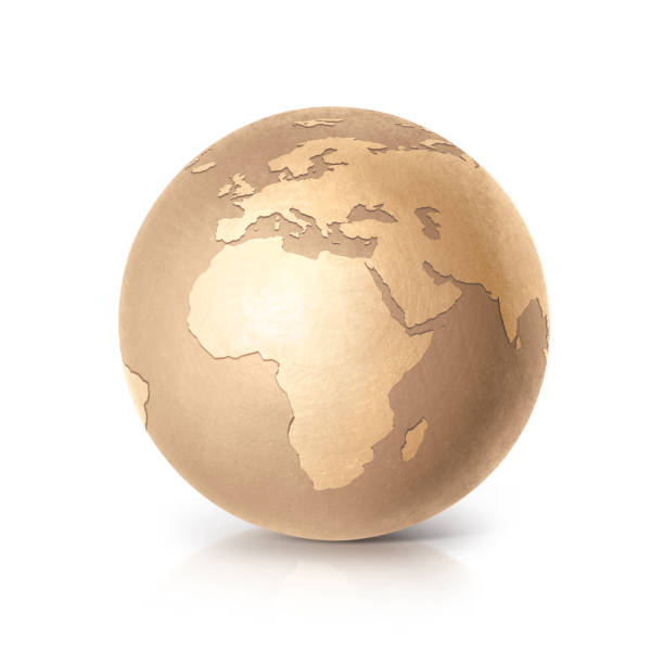 istock Golden globe europe and africa map on white background 863746244