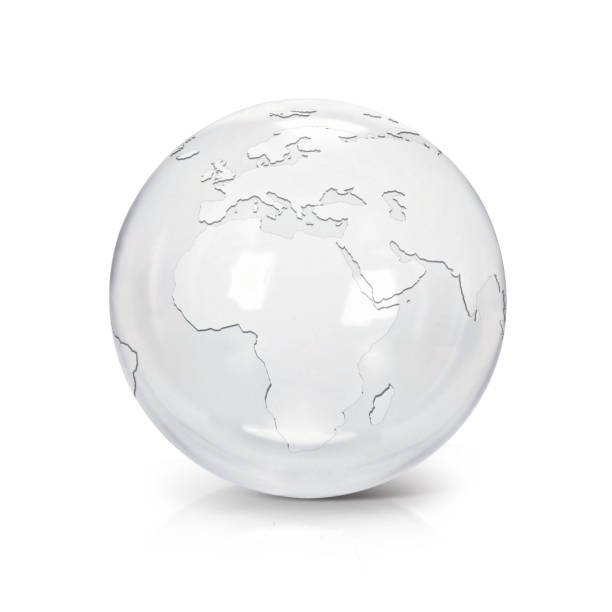 istock Clear glass globe europe and africa map on white background 863749522