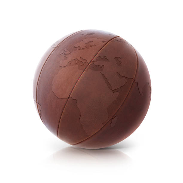 istock Leather globe europe and africa map on white background 863749586