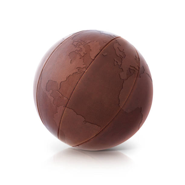 istock Leather globe North and South America map on white background 863749668