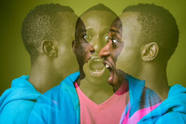 istock Studio shot of young African man with double exposure against green background 863749902