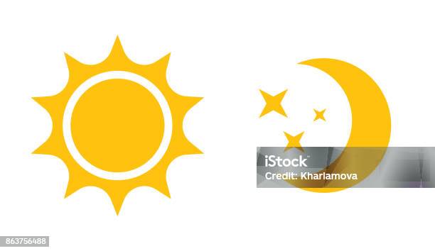 Sun And Moon Flat Icon Vector Icon For Web Design Mobile And Infographics Stock Illustration - Download Image Now