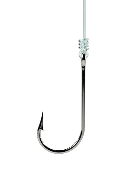 Fishing Hook Hanging On A Fishing Line Stock Photo - Download Image Now -  Fishing Hook, In A Row, Single Line - iStock