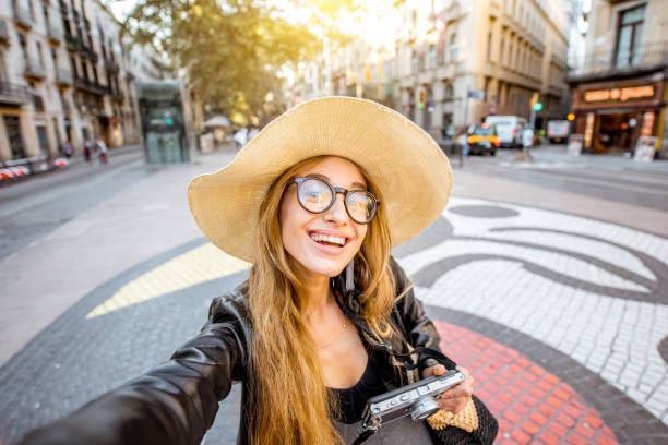 Woman traveling in Barcelona