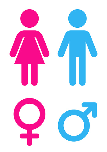 Man and woman flat icon. Sign toilet. Vector logo for web design, mobile and infographics. Vector illustration eps10. Isolated on white background.