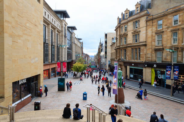 Glasgow city center View from Glasgow city center, main steet. Traveling in Europe glasgow scotland stock pictures, royalty-free photos & images