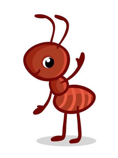 Vector illustration with a cute ant. Vector illustration with a cute ant. Insect in the childrens cartoon style. ant stock illustrations