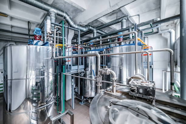 istock Steel chrome cisterns. Yeast mixture preparation system 863764818
