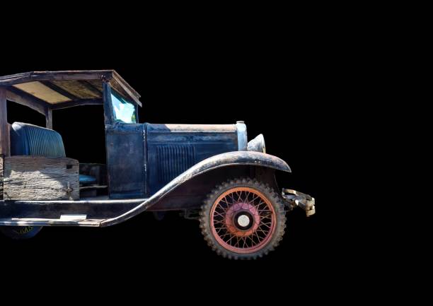 istock Old Blue Car Isolated On Black Background 863772192