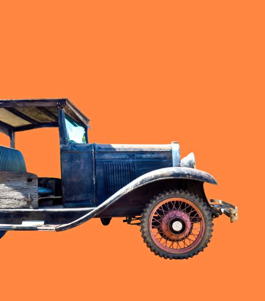 istock Old Blue Car Isolated On Orange Background 863772222