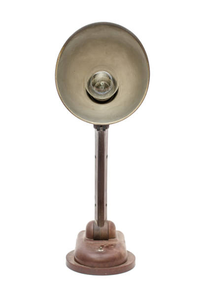 istock old table lamp isolated on white. USSR lamp 863779896