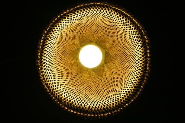 istock The handmade Woven wood lamps 863785348