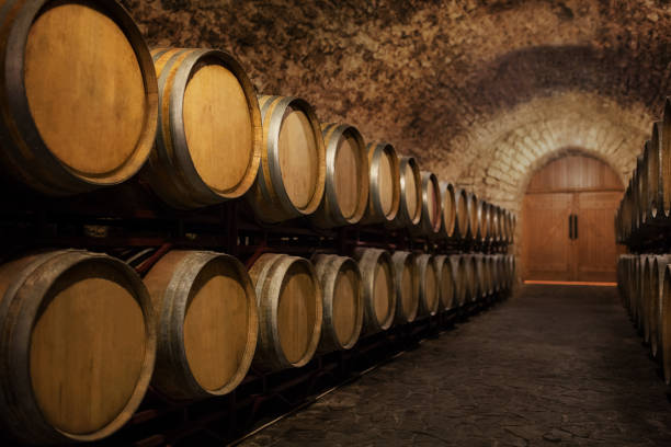 istock Old wine barrels in the a wine cellar 863785642