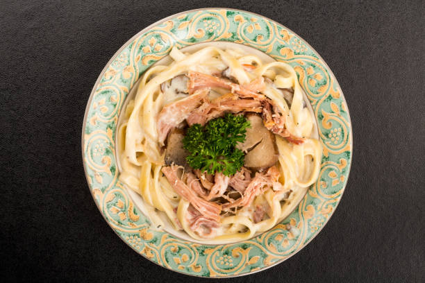 istock Italian Style Ham and Mushroom Tagliatelle Pasta 863785882