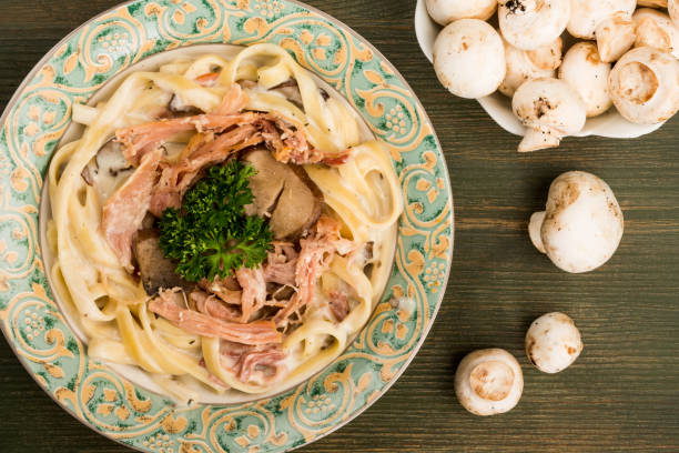 istock Ham and Mushroom Tagliatelle Pasta 863785896