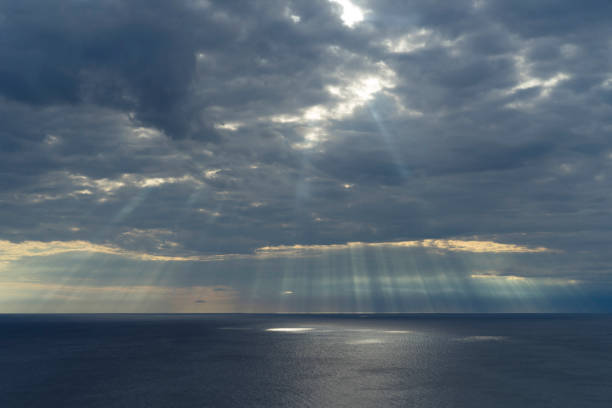 istock Cloudy sky and sun rays on Adriatic Sea in Croatia 863798792