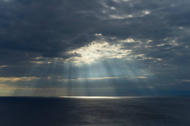 istock Cloudy sky and sun rays on Adriatic Sea in Croatia 863798812
