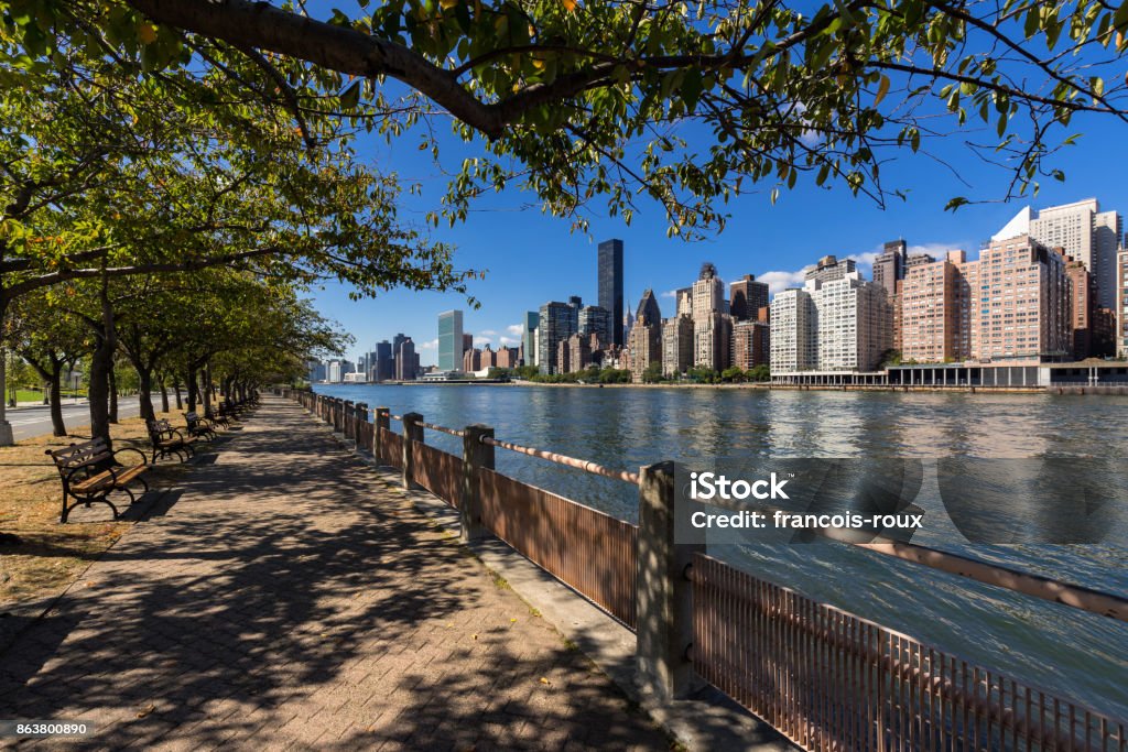 Grattacieli di Manhattan Midtown East da Roosevelt Island. New York City - Foto stock royalty-free di New York - Città