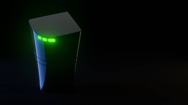 istock Internet router on dark background with copy space 3d illustration 863802210