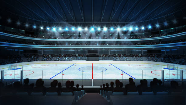 istock hockey stadium with fans and an empty ice rink 863817990