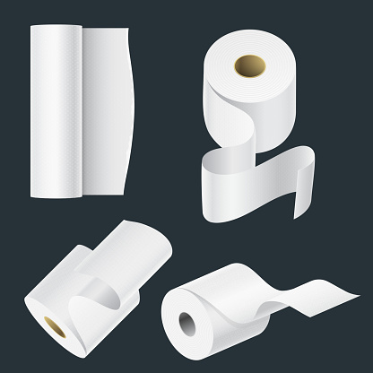 Roll Packing Vector Realistic Paper Roll Mock Up Set Isolated Vector Illustration Blank ...