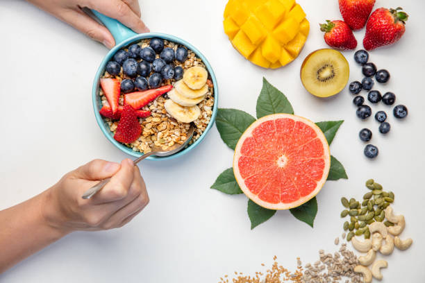 istock Healthy habits - breakfast cereal with fruit 863822846