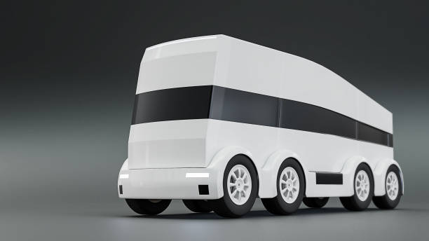 istock Autonomous vehicle truck on grey background 3d illustration 863822952
