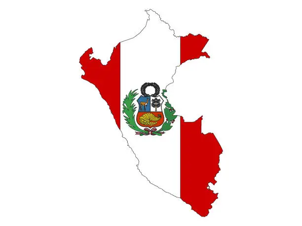Vector illustration of Map and flag of Peru
