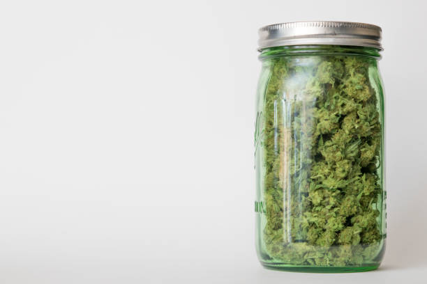 A jar of high grade medical marijuana; off set stock photo