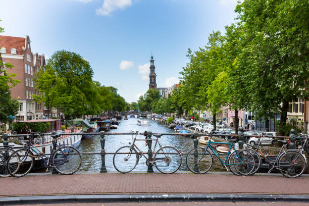 istock Amsterdam Canal with Bridge and Church 863839834