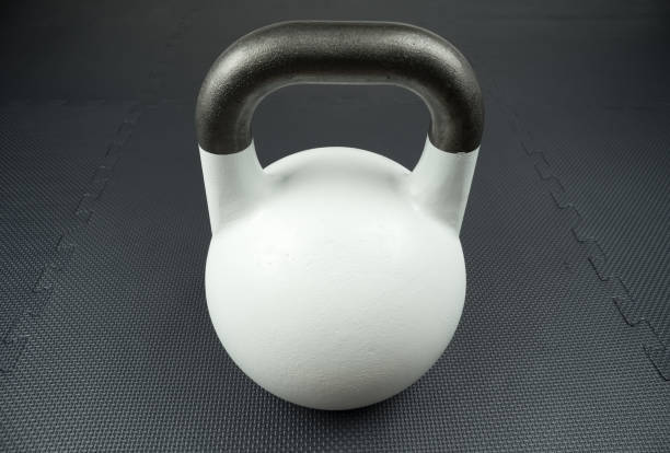 istock White competition kettlebell on a gym floor 863845546