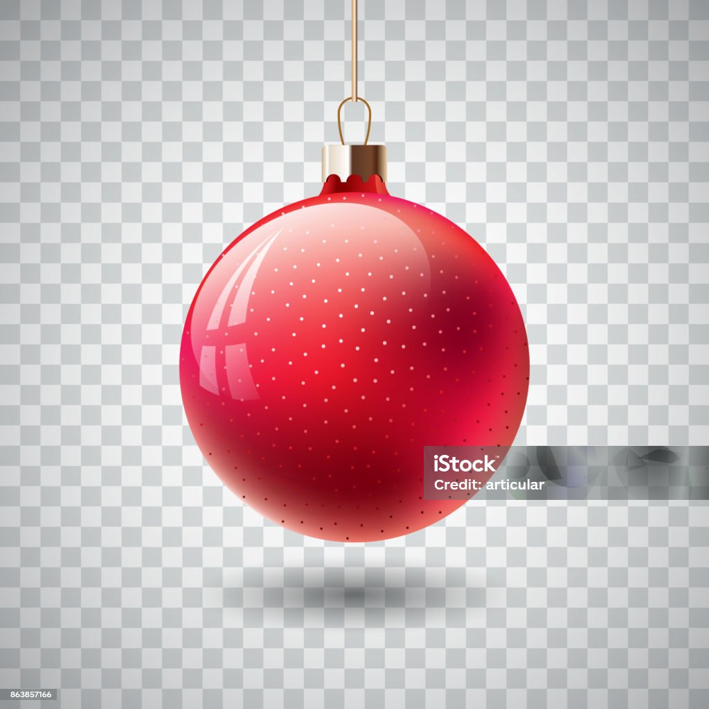 Bola de Navidad rojo aislado sobre fondo transparente. Ilustración de vector. - arte vectorial de Adorno de navidad libre de derechos