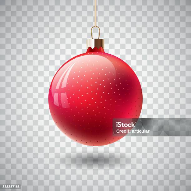 Isolated Red Christmas Ball On Transparent Background Vector Illustration Stock Illustration - Download Image Now