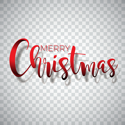 Merry Christmas Typography illustration on a transparent background. Vector logo, emblems, text design for greeting cards, banner, gifts, poster