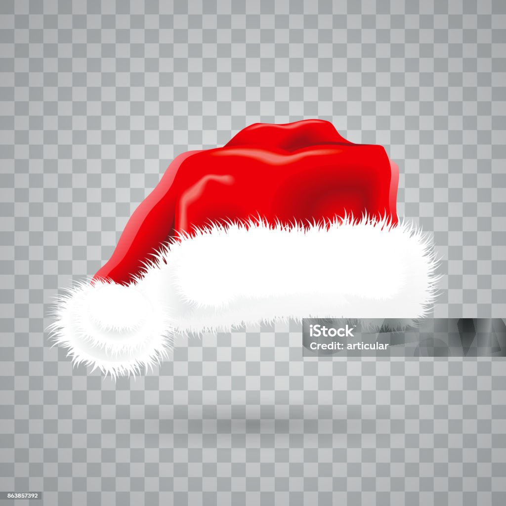 Christmas illustration with red santa hat on transparent background. Isolated vector object. Christmas illustration with red santa hat on transparent background. Isolated vector object Santa Hat stock vector