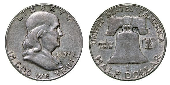 1957 Benjamin Franklin U.S. Half Dollar Silver Coin