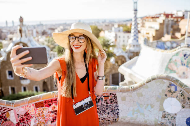 Woman traveling in Barcelona
