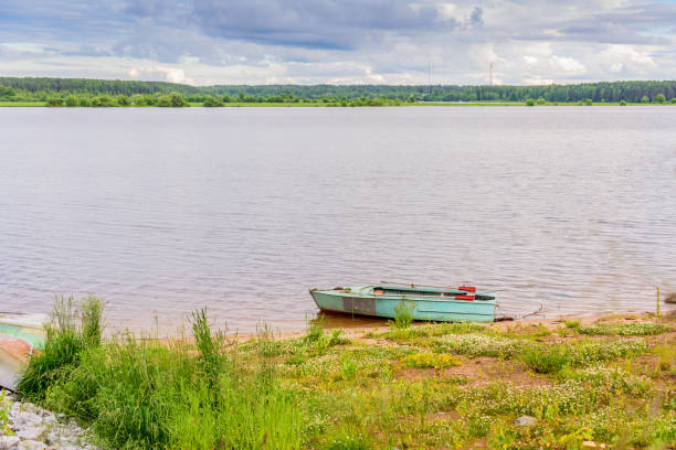 istock Waterscape with a boats at the river at sunset. 863863848