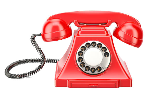 istock Red vintage phone, 3D rendering isolated on white background 863878272