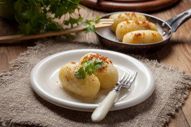 istock Potato dumplings stuffed with minced meat. 863884484