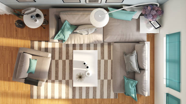 istock Top view of modern living room 863887172